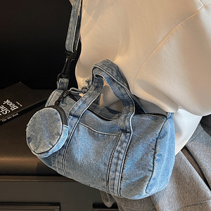 Large Capacity Denim Cloth Shoulder <b>Bags</b> for Women Thread Design Ladies Armpit Crossbody <b>Bag</b> High-value Travel Pillow Handbags - Product Image 6