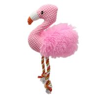 Jouet pour chien en peluche en coton, design personnalisé par le fabricant, mignon, luxueux, autruche, flamant rose, corde à tirer, jouet à mâcher, jouet qui couine, sûr, résistant