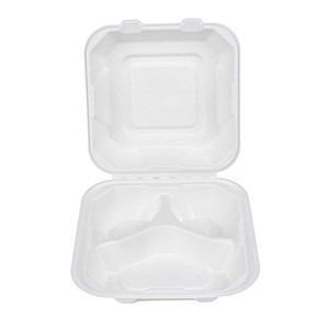 Best Quality 9 x 9 Inch Bagasse 3 <b>Compartment</b> Clamshell Food Container | Eco-Friendly Disposable Takeaway <b>Lunch</b> <b>Box</b> | Wholesale - Product Image 4