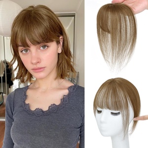 Perruque en cheveux humains tissée à la main 5x7, style français, avec frange, qui peut couvrir la ligne des cheveux, en cheveux synthétiques - Product Image 5
