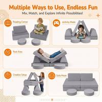 Canapé modulaire pour enfants OEKO-TEX non toxique, 8 pièces, compressé, pour la construction de forteresses et l'utilisation par les tout-petits, personnalisable