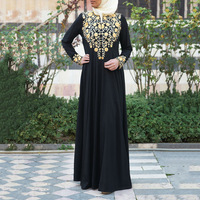 Mode longue Robe décontracté moyen-orient Simple imprimé ethnique Robe musulmane moulante à manches longues tenue Gaun Kasual