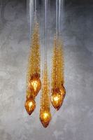 Luminaire suspendu en ambre Firelux personnalisé, de luxe, haut de gamme, pour salon de villa, escalier