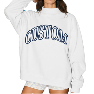 Rehex Impex <b>Women's</b> <b>White</b> Mock Neck <b>Sweatshirt</b> Casual Drop Shoulder Pullover with Front Letter Print, Oem service - Product Image 1
