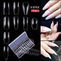 240 pièces/boîte acrylique faux ongles conseils Gel doux couverture complète ongles fins presse sur l'extension des ongles