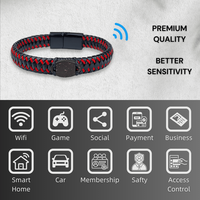 Bracelet NFC en coquille de noix de coco, chaîne en cuir, boucle magnétique, étiquette de contrôle d'accès en coquille de noix de coco, sans application, 13,56 MHz, OEM/ODM