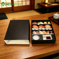 Boîte à sushi personnalisée en carton noir de qualité supérieure - Emballage élégant haut de gamme avec options de dorure à chaud pour Omakase de luxe à emporter