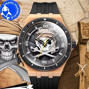 Montres MARK FAIRWHALE pour hommes 5040, boîtier en résine, cadran rotatif tendance, bracelet en silicone, montres-bracelets à quartz étanches, boîte cadeau - Product Image 3