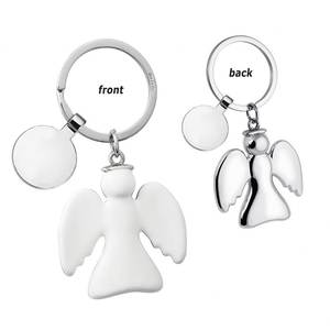 Llavero Metálico Personalizable ANGEL BLANCO con Token de Goma, Llavero Metálico para Empresas - Product Image 1