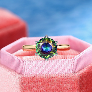 Anello nuziale Rainbow Six Prong per donna, elegante gioiello da dito alla moda per matrimonio - Product Image 2