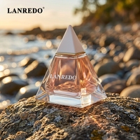 Precio de Fábrica OEM, Nuevo Diseño, Botella de Perfume de Vidrio con Forma Única, 30ml 50ml 100ml, Botella de Perfume Transparente Personalizada para Mujer con Tapa