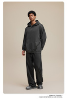 Winter streetwear kleding high-end zwaargewicht 480g distressed sweatshirt en broek casual set vintage gewassen sweatsuit voor heren