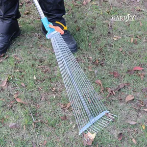 Çim için ayarlanabilir bahçe yaprağı metal süpürge tırmık alüminyum sap çelik bahçe tırmık