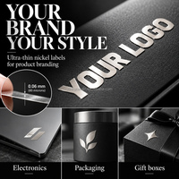 Autocollants de transfert de logo en nickel électro-plaqué ultra fins personnalisés, étiquettes métalliques autocollantes pour coques de téléphone portable