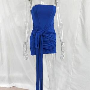 Vestido Corto Sexy sin Tirantes Azul <span class=keywords><strong>Carrion</strong></span> de Diseño Elegante para Mujer, Vestidos de Noche a la Moda - Product Image 4