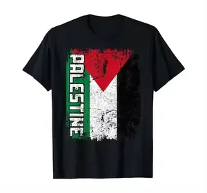 Wholesale Palestine flag Customize Graphic T-shirts For Men Classic Tees Premium Fitted Men's T-Shirts Crew Neck Supplier