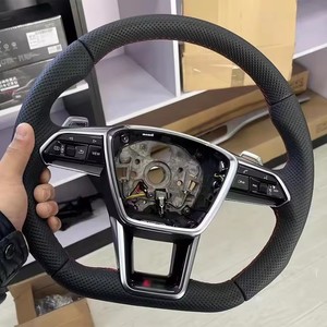 Volant en cuir pour <span class=keywords><strong>Audi</strong></span> Q3 Q5 Q7 A6 A7 C8 <span class=keywords><strong>A1</strong></span> A3 A5 A7 amélioré S6 S7 RS 6 RS 7 Sport volant chauffant à fond plat - Product Image 2