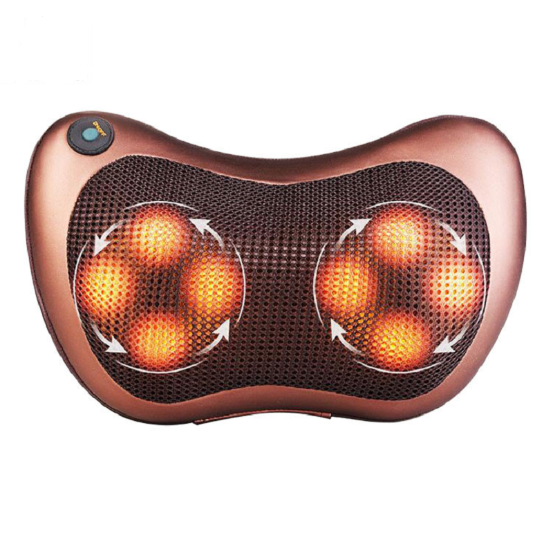 Автомобильная домашняя массажная подушка, электрическая массажная подушка шиацу для разминания шеи, плеч, спины, ног, массажер с нагревом, 8 шариков