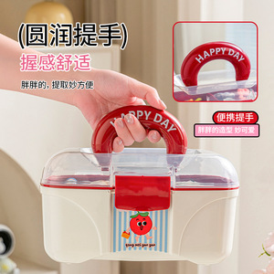 Children's Hair Accessory Storage Box With Handle Rectangular Partitioned Organizer For Kids Desktop Use - Product Image 4