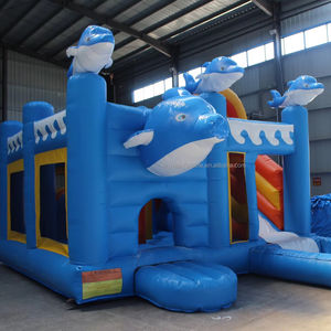 2023 populaire PVC dauphin gonflable videur toboggan en plein air amusant piscine accessoire ventilateur nouveau Design gonflable château produit - Product Image 1
