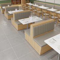 Table et chaises de salle à manger modernes en bois massif avec plateau en pierre, mobilier de restaurant personnalisable pour restaurants commerciaux et cafés.