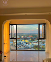 Ventana Abatible Horizontal de Estilo Americano, Diseño para el Hogar, Aislamiento Térmico, Aleación de Aluminio, Doble Vidrio Templado, Insonorizada