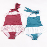 Traje de Baño de una Pieza para Niña, Modelo Bikini Coreano, Estampado Personalizado, Colores Brillantes
