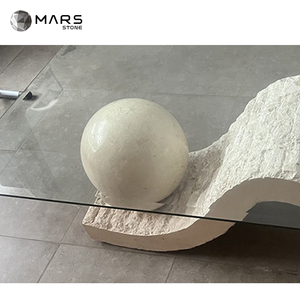 Nuovo Design speciale Beige chiaro travertino tavolino <span class=keywords><strong>in</strong></span> <span class=keywords><strong>vetro</strong></span> tavolo <span class=keywords><strong>in</strong></span> pietra naturale pietra naturale tavolino da caffè per Hotel - Product Image 6
