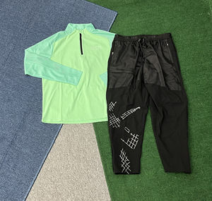 Completo Sportivo da Uomo <span class=keywords><strong>2</strong></span> Pezzi Maglia a Maniche Lunghe con Mezza Zip Pantaloni Fantasia per Palestra Corsa Abbigliamento Casual Attivo Set Due Pezzi - Product Image 1