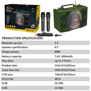 Altavoz Bluetooth Portátil Profesional ZQS-816T Solar <span class=keywords><strong>de</strong></span> 6.5 Pulgadas, Altavoz Grande Inalámbrico para Fiestas al Aire Libre con Luces LED - Product Image 6