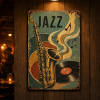 Plaque Métallique Vintage en Forme de Disque Vinyle, Décoration Murale Rétro Musicale, Ensemble de Panneaux en Étain Vieillis et Usés pour Salle de Musique, Bar, Café, Maison