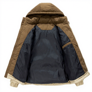 <b>Light</b> Green Hooded <b>Puffer</b> <b>Jacket</b> With Corduroy Collar Zipper Closure Windproof Winter Coat Unisex Casual Regular Fit 2026 - Product Image 6