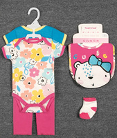 Ensemble de layette pour nouveau-né de 5 pièces, vêtements d'été en coton, comprenant un bavoir, une barboteuse, style européen-américain, imprimé animal, bouton unique
