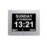 Jam Dinding Meja Hari LED Display Alarm Bingkai Foto 7 8 10 12 Inci LCD Analog Jam Digital Dementia Jam