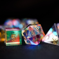 2024 Set dadu DnD kaca permata chroic prismatik murni untuk dugeon dan naga bermain peran game MTG pernikahan hadiah GM