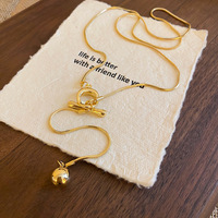 Collier ajustable en acier inoxydable plaqué or 18 carats, étanche, avec pendentif en forme de Y et nœud OT, bijoux de mode