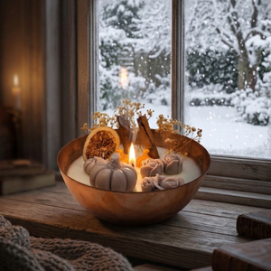 เทียนหอมกลิ่นอบเชยในถ้วยทองแดงพรีเมียม NF ผลิตจากขี้ผึ้งถั่วเหลืองผสมผลไม้อบแห้งและเครื่องเทศ สำหรับตกแต่งบ้าน - Product Image 2