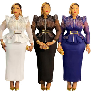 Completo Due Pezzi Taglie Forti Abbigliamento Femminile Sexy Alta Qualità Abito Tradizionale Africano <span class=keywords><strong>Oversize</strong></span> per Serate Eleganti - Product Image 1