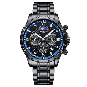 Đa Chức Năng Người Đàn Ông Của Thạch Anh Xem Mặt Trăng Giai Đoạn Lịch Nhỏ Ba Kim Sáng Thép Không Gỉ Thép Không Gỉ 42Mm Đóng Hộp - Product Image 1