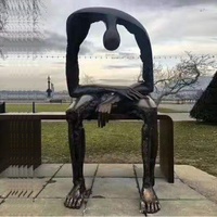 Décoration extérieure Coulée de bronze Demi-visage d'homme Art moderne Grand jardin Sculpture en cuivre