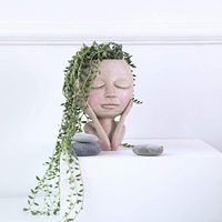 2025 visage Pot de fleur tête planteur Pot succulent planteur mignon résine Cactus planteur avec trou de Drainage yeux fermés