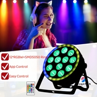 Mini projecteur LED PAR à commande par application, 12 LED RGBW DMX512, éclairage de scène, projecteurs LED Wash Uplights en plastique pour DJ, mariage, fête à domicile, discothèque