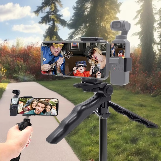 Filming Accessory PULUZ Smartphone Fixing Clamp 1/4 Inch Holder Mount Bracket Grip Folding Tripod Mount for DJI OSMO Pocket