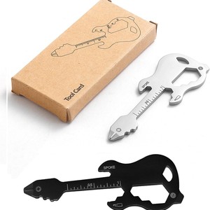 การ์ดเครื่องมืออเนกประสงค์ EDC รูปทรงกีตาร์ ทำจากสแตนเลส พร้อมประแจ ที่เปิดขวด ไม้บรรทัด พกพาสะดวกสำหรับกิจกรรมกลางแจ้ง ใช้เป็นพวงกุญแจได้ - Product Image 1