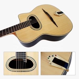 Guitare Gypsy <span class=keywords><strong>Jazz</strong></span> Aiersi Faite à la Main, Instrument à Cordes <span class=keywords><strong>Manouche</strong></span> Blues, Finition Brillante, Table en Épicéa Massif, Corps en Palissandre, Trou en D - Product Image 2
