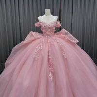 Losangeles soirée chérie Quinceanera robe de bal couleur bonbon naturel rose parole longueur perles Appliques robe de mariée en dentelle