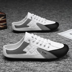 NOVEDAD DE VERANO 2024, zapatos de cuero informales versátiles a la moda de estilo coreano para hombre, zapatillas de un pedal perezosas, Media plataforma - Product Image 2