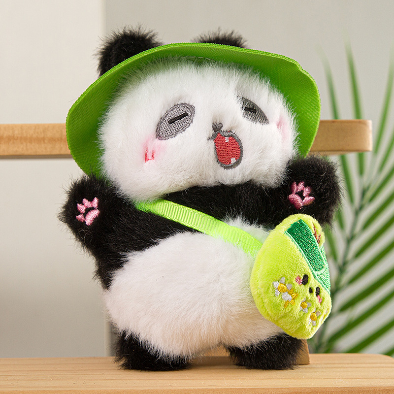 Sac à dos à capuche Panda - Boucle plate verte - 12 cm