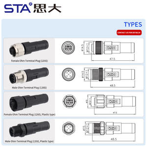 مقاوم طرفي M12 أوم 120Ω 4 5 12 17 دبوس موصل مقاوم ذكر/أنثى - Product Image 5