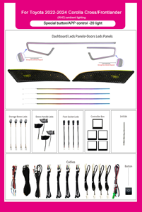 Lumière d'ambiance de voiture SJC 64 couleurs pour Toyota <span class=keywords><strong>Corolla</strong></span> Cross/Frontlander <span class=keywords><strong>2022</strong></span>-2024 RHD, lumière LED, accessoires de voiture, décoration intérieure - Product Image 6